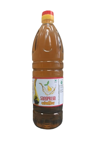 Sangpriya 1 litre black mustard oil bottle